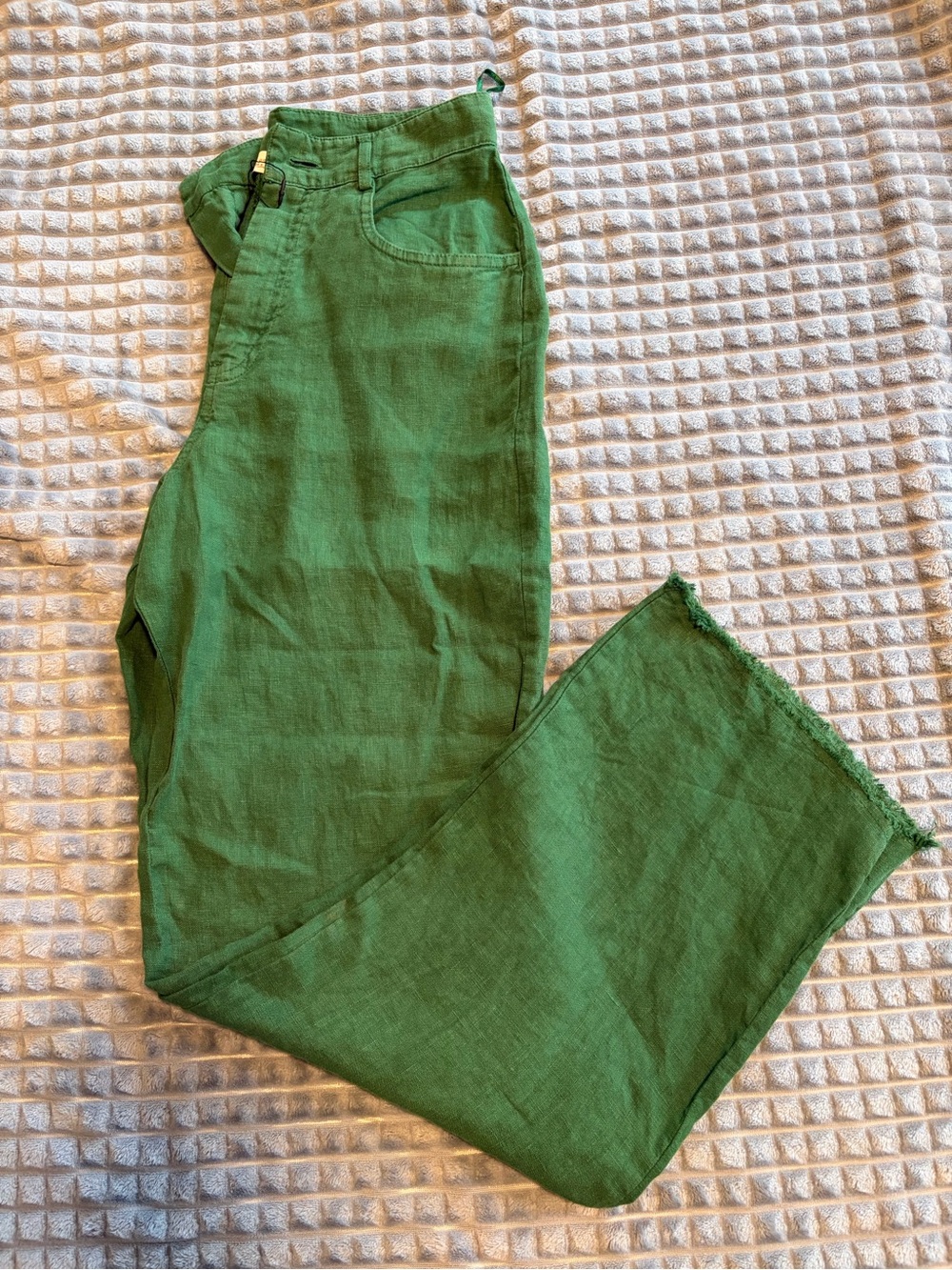 Zara Bright Green Linen Pants with Belt Loops